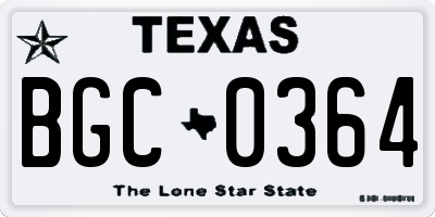 TX license plate BGC0364