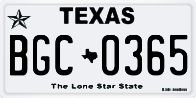 TX license plate BGC0365