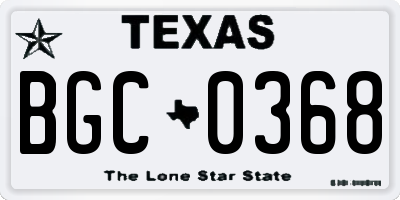 TX license plate BGC0368