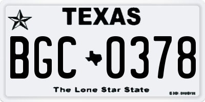 TX license plate BGC0378