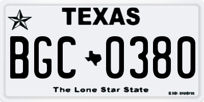 TX license plate BGC0380
