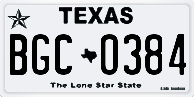 TX license plate BGC0384