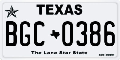 TX license plate BGC0386