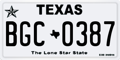 TX license plate BGC0387