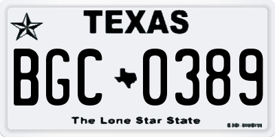 TX license plate BGC0389