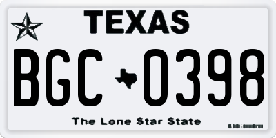 TX license plate BGC0398