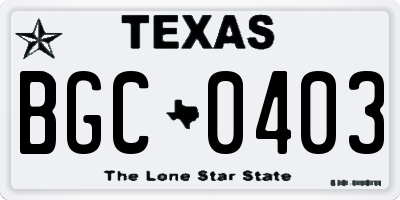 TX license plate BGC0403