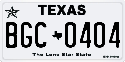 TX license plate BGC0404