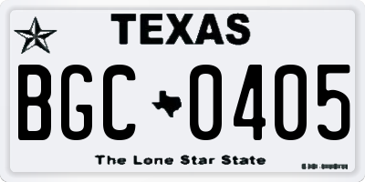 TX license plate BGC0405