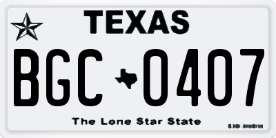TX license plate BGC0407