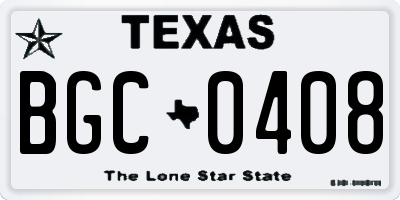 TX license plate BGC0408