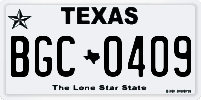 TX license plate BGC0409
