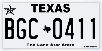 TX license plate BGC0411