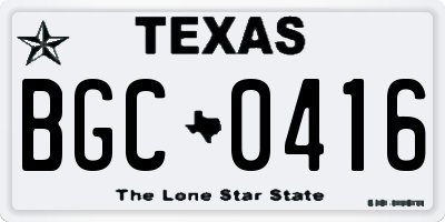 TX license plate BGC0416