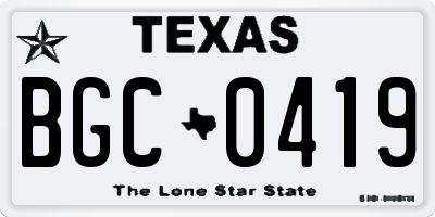 TX license plate BGC0419