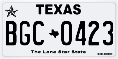 TX license plate BGC0423
