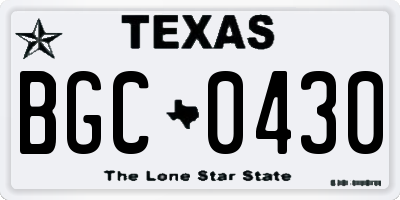 TX license plate BGC0430