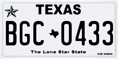 TX license plate BGC0433