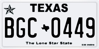 TX license plate BGC0449