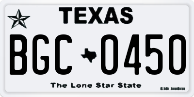 TX license plate BGC0450