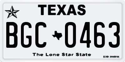TX license plate BGC0463