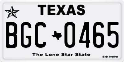 TX license plate BGC0465