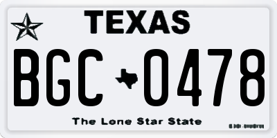 TX license plate BGC0478