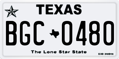 TX license plate BGC0480