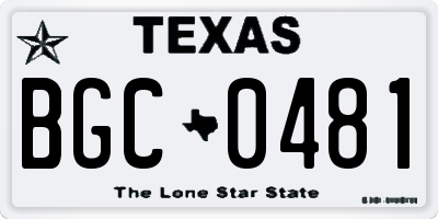 TX license plate BGC0481