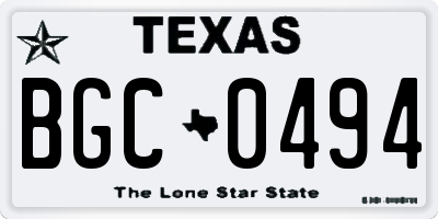 TX license plate BGC0494
