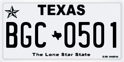 TX license plate BGC0501