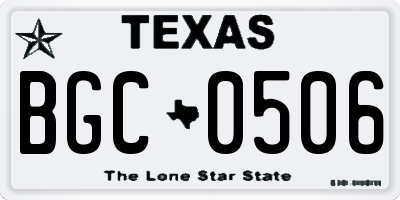 TX license plate BGC0506