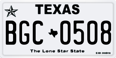 TX license plate BGC0508