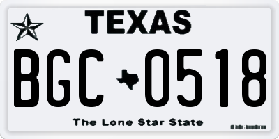 TX license plate BGC0518