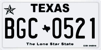TX license plate BGC0521