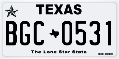TX license plate BGC0531