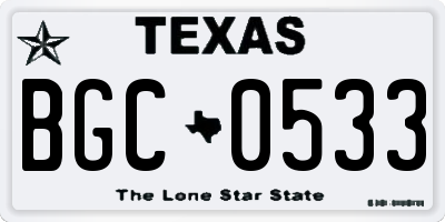 TX license plate BGC0533