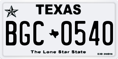 TX license plate BGC0540
