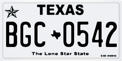 TX license plate BGC0542
