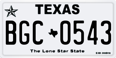 TX license plate BGC0543