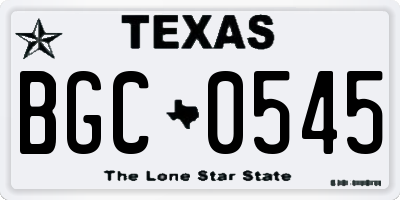 TX license plate BGC0545