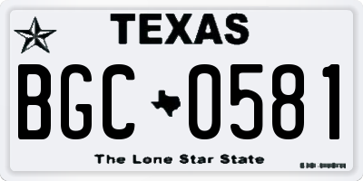 TX license plate BGC0581