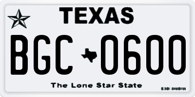 TX license plate BGC0600