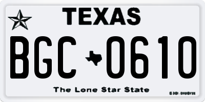 TX license plate BGC0610