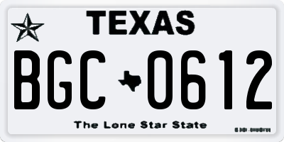 TX license plate BGC0612