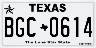 TX license plate BGC0614