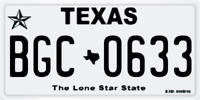 TX license plate BGC0633