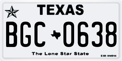 TX license plate BGC0638