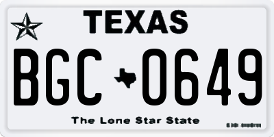 TX license plate BGC0649
