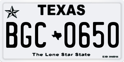 TX license plate BGC0650